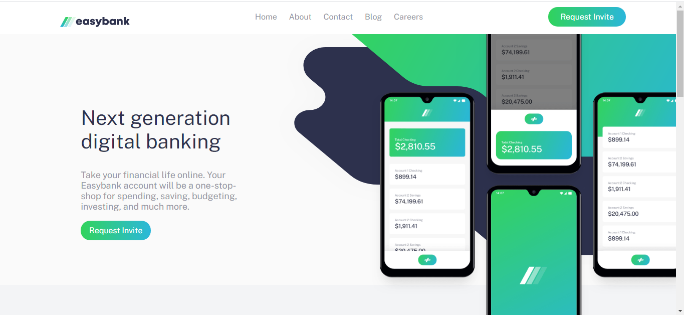 easy bank landing page